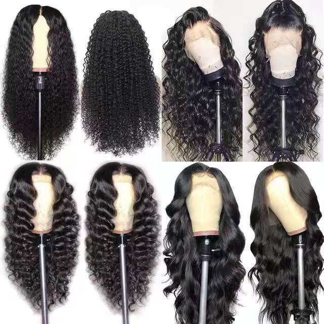 Side view of front lace long curly wig with realistic hairline and defined curls – perfect curly wig for women.