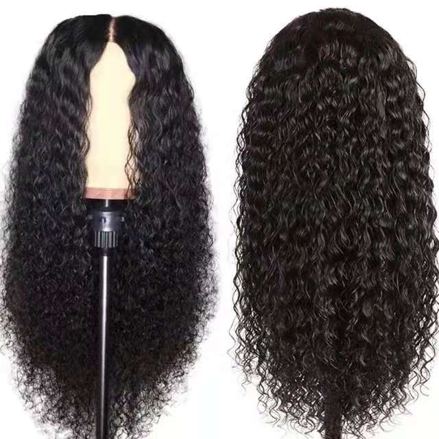 Model wearing curly lace frontal wig with bouncy, long curls – ideal wigs for curly hair lovers.